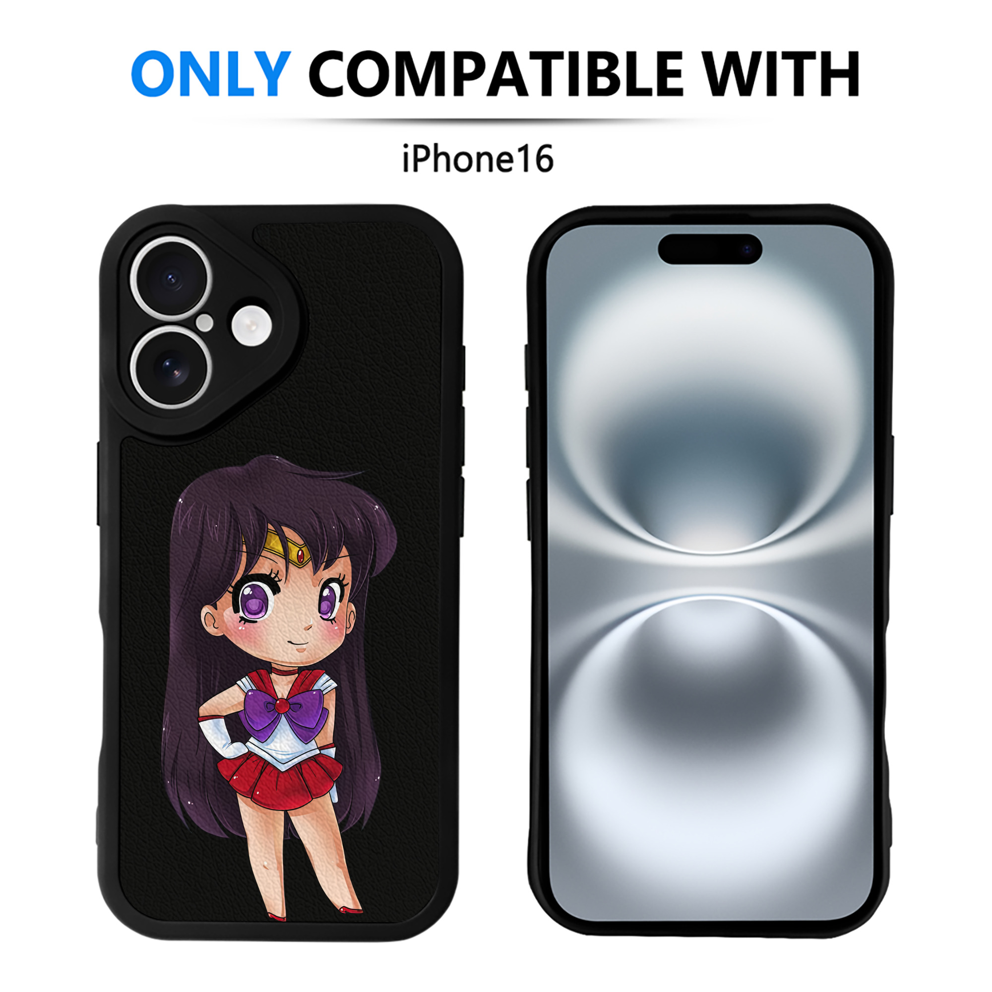 （画像用） 美少女戦士セーラームーン 火野レイ ひの レイ Sailor Moon Hino Rei （セーラーマーズ,Sailor Mars） 【iPhone 16シリーズ対応】シリコンスマホケース（レザー調） 材質：シリコン